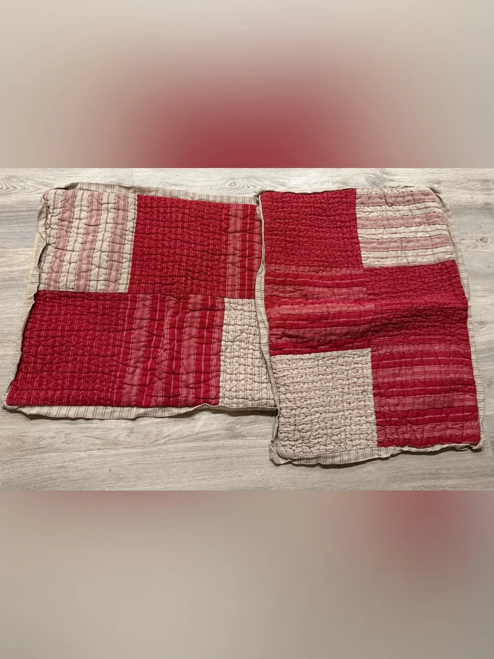 2 DanielCremieux Addison Barn Red Quilted Pick Stitched Standard Size Shams